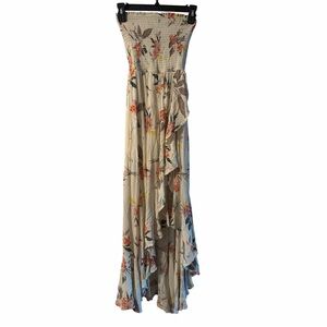 Skylar + Jade Floral Strapless High Low Maxi Dress Size S NWT